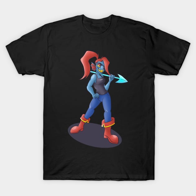 Undyne strikes a pose T-Shirt by HoneyHeartStudios